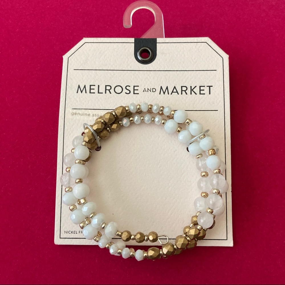 Melrose and Market Faceted Round Bead and Stone Coil Bracelet | NWT
